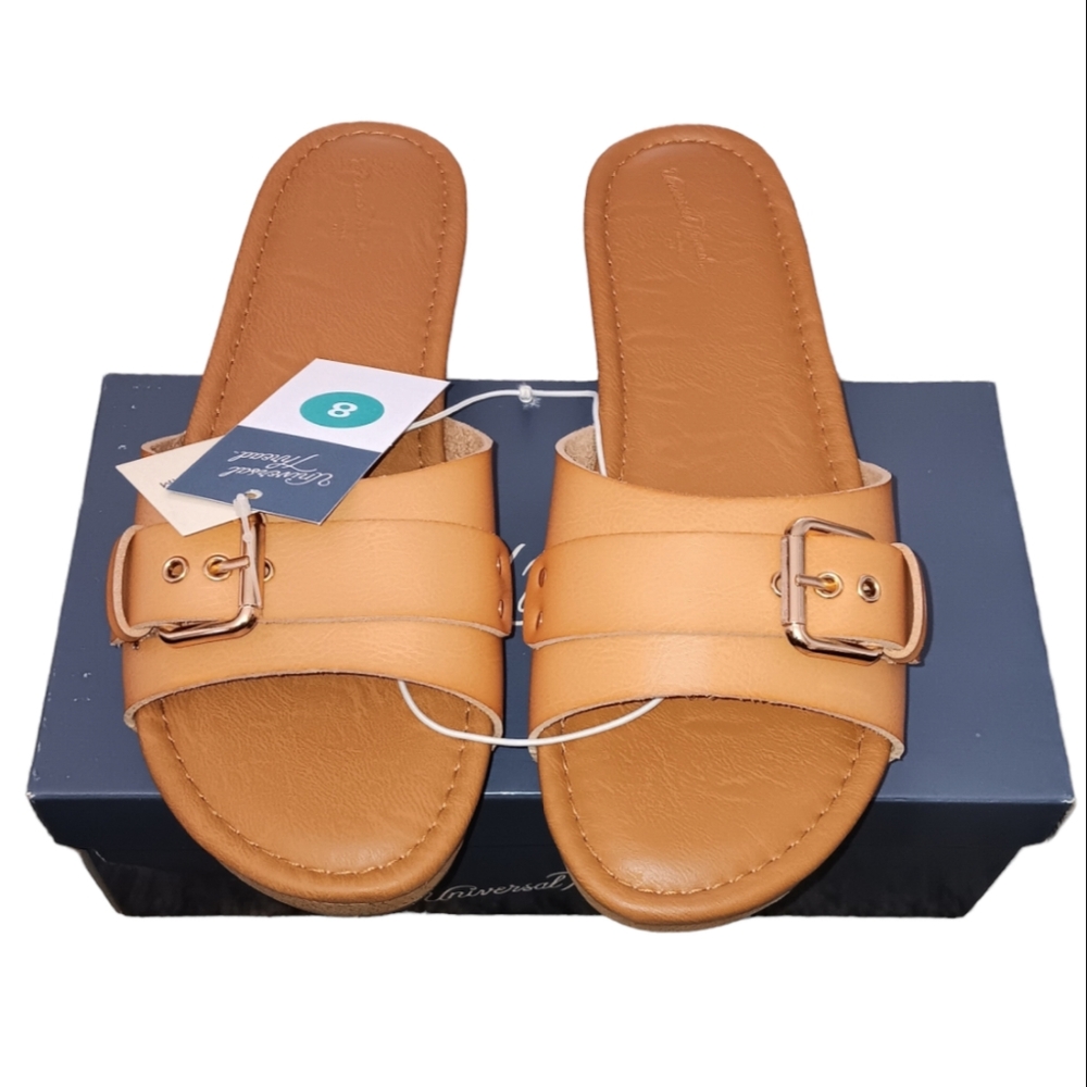 Universal Thread Women's Kora Faux Wood Bottom Sandal Natural Size 8  B272 New!